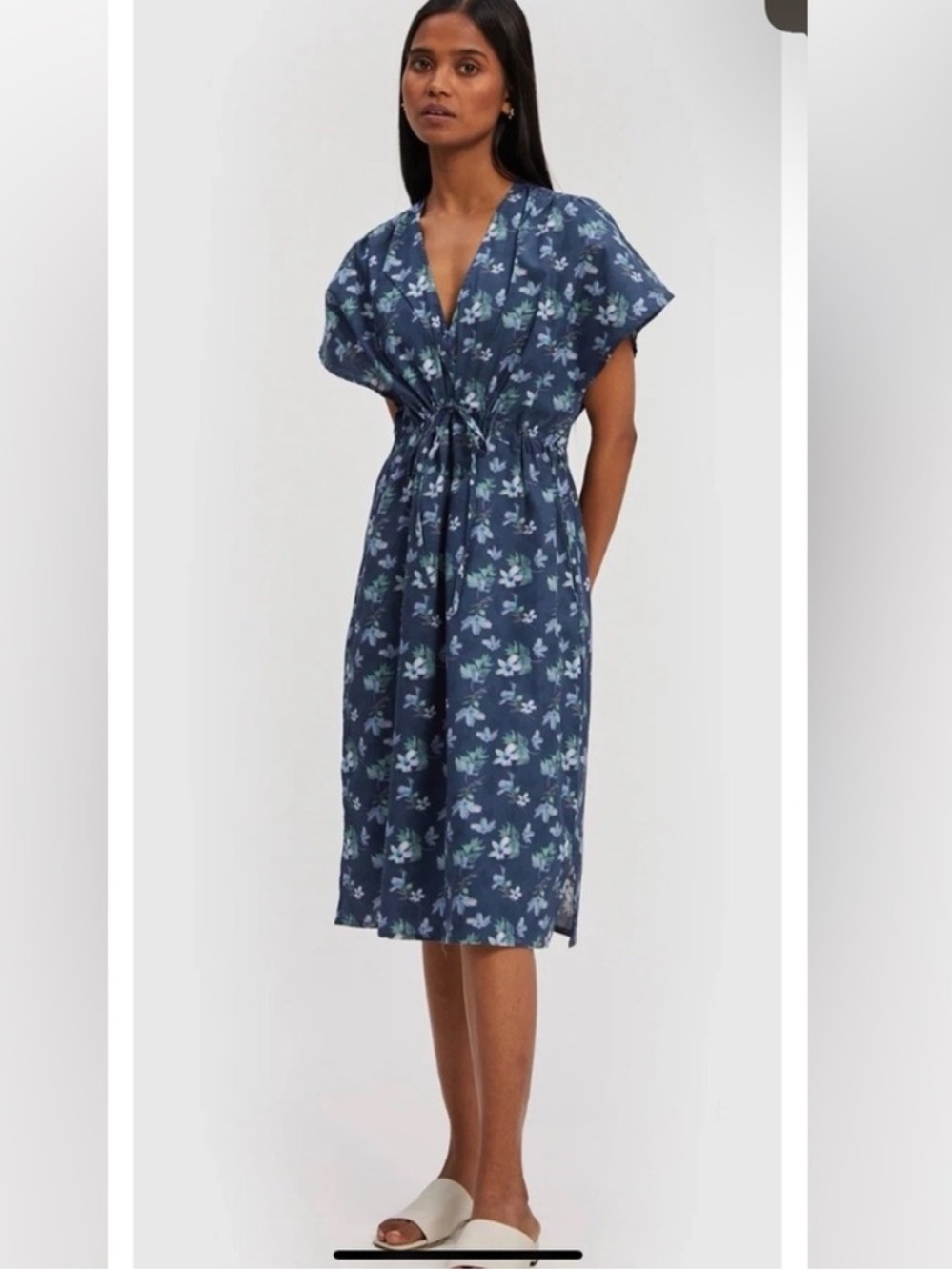❤️ NWT Reistor Midnight Floral Organic Cotton Gathered Dress XS